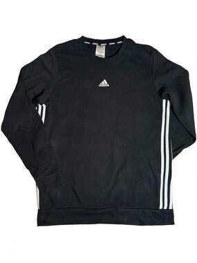 Adidas Black Sweatshirt 3-Stripe Crewneck Size L